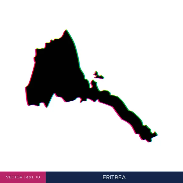 Karte Von Eritrea Mehrfarbigem Stil Auf Der Grenzvektordesign Vorlage — Stockvektor
