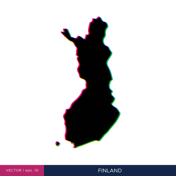 Landkarte Von Finnland Mehrfarbigem Stil Auf Der Grenzvektordesign Vorlage — Stockvektor