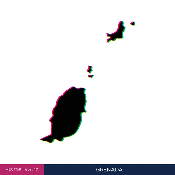 Karte Von Grenada Mehrfarbigen Stil Auf Der Grenzvektordesign Vorlage — Stockvektor