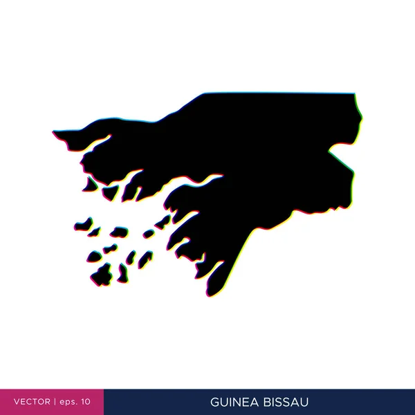 Karte Von Guinea Bissau Mehrfarbigem Stil Auf Der Grenzvektordesign Vorlage — Stockvektor