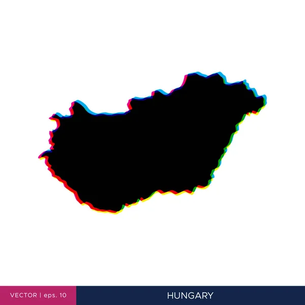 Karte Von Ungarn Mehrfarbigen Stil Auf Der Grenzvektordesign Vorlage — Stockvektor