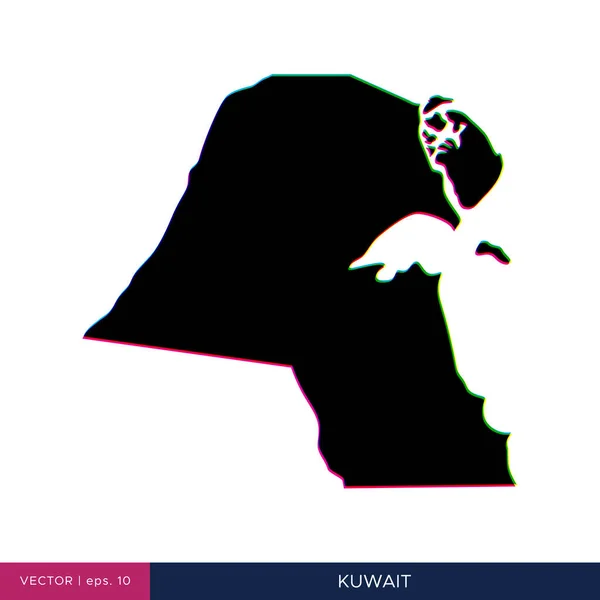 Carte Koweït Style Multicolore Sur Modèle Conception Vectorielle Bordure — Image vectorielle