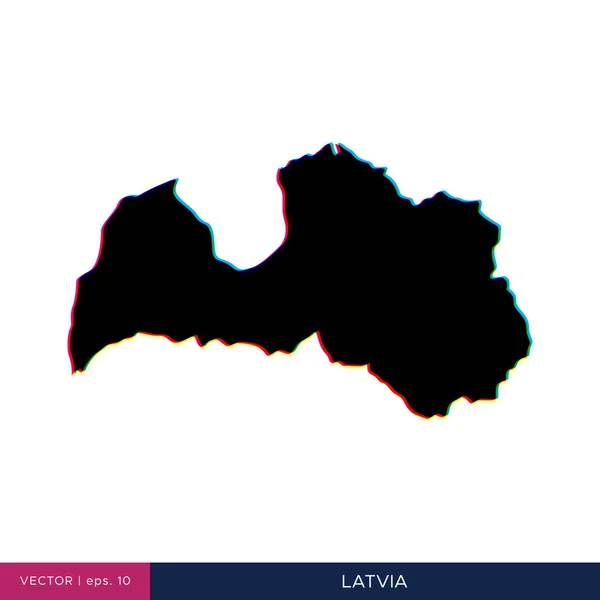 Mapa Letonia Estilo Multicolor Plantilla Diseño Vectores Fronterizos — Vector de stock