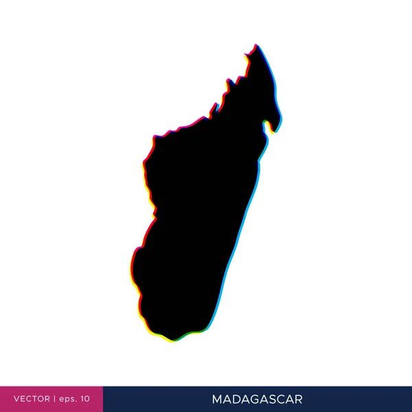 Mapa Madagascar Estilo Multicolor Plantilla Diseño Vectores Fronterizos — Vector de stock