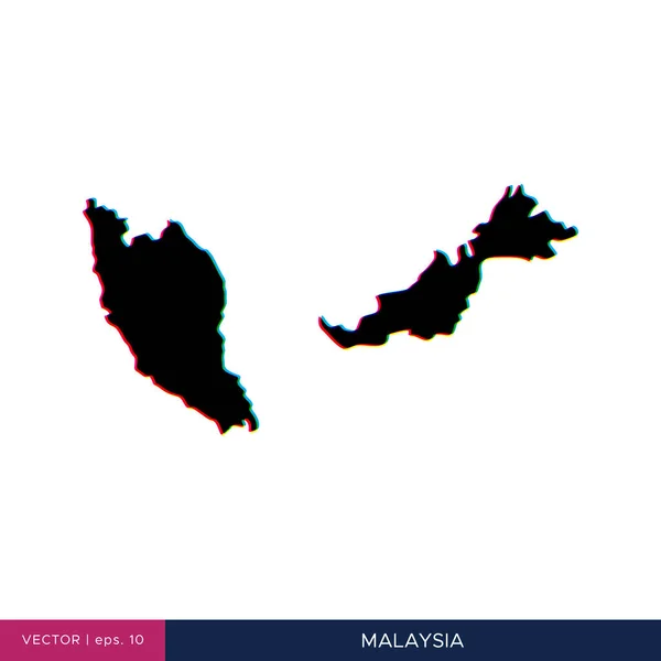 Mapa Malasia Estilo Multicolor Plantilla Diseño Vectores Fronterizos — Vector de stock