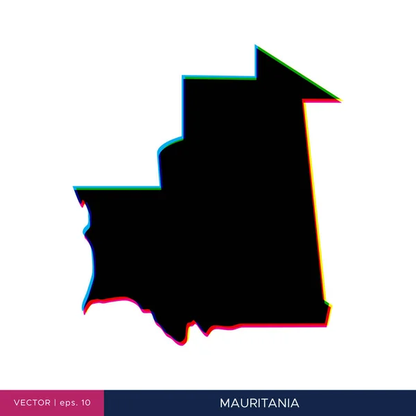 Karte Von Mauretanien Mehrfarbigen Stil Auf Der Grenzvektordesign Vorlage — Stockvektor
