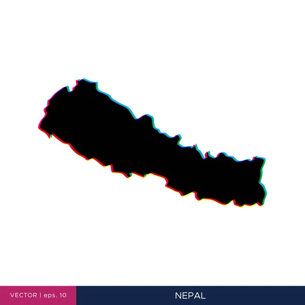 国境ベクトルデザインテンプレート上の多色スタイルでネパールの地図 — ストックベクタ