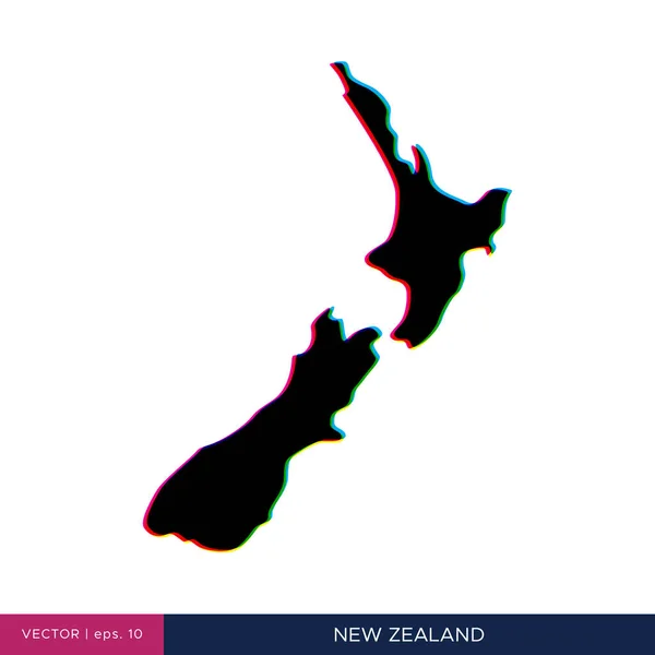 Mapa Nueva Zelanda Estilo Multicolor Plantilla Diseño Vectores Fronterizos — Vector de stock