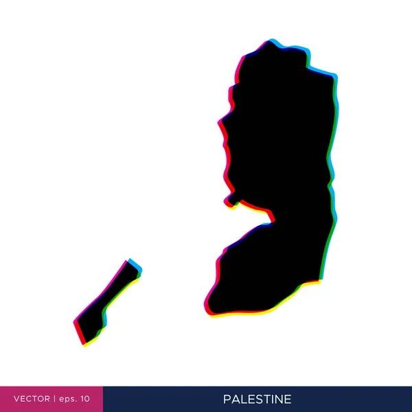Carte Palestine Dans Style Multicolore Sur Modèle Conception Vectorielle Frontière — Image vectorielle