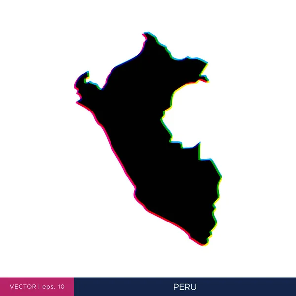Mapa Peru Stylu Wielobarwnym Szablonie Projektu Wektora Granicznego — Wektor stockowy