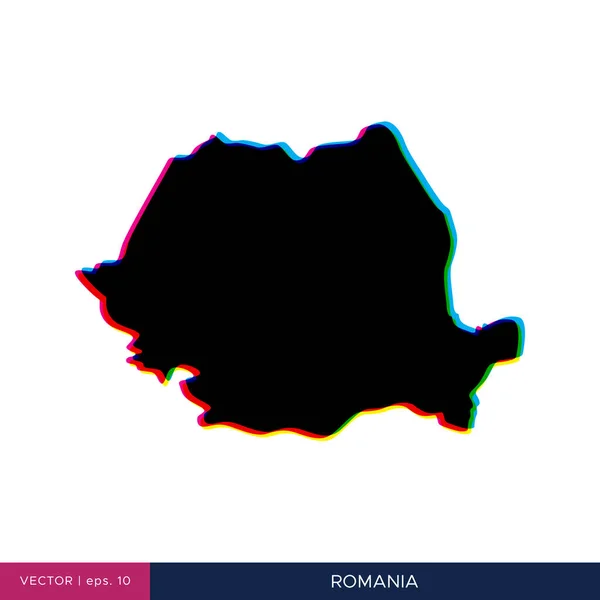 Landkarte Von Rumänien Mehrfarbigem Stil Auf Der Grenzvektordesign Vorlage — Stockvektor