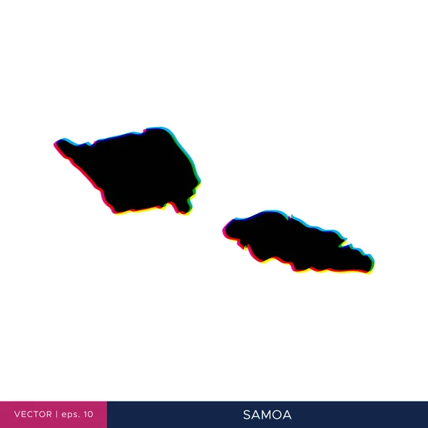 Karte Von Samoa Mehrfarbigen Stil Auf Der Grenzvektordesign Vorlage — Stockvektor