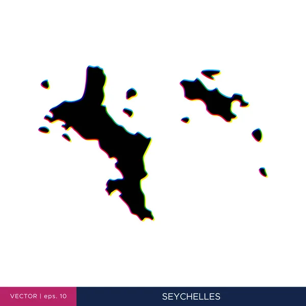 Karte Der Seychellen Mehrfarbigem Stil Auf Der Vorlage Für Den — Stockvektor