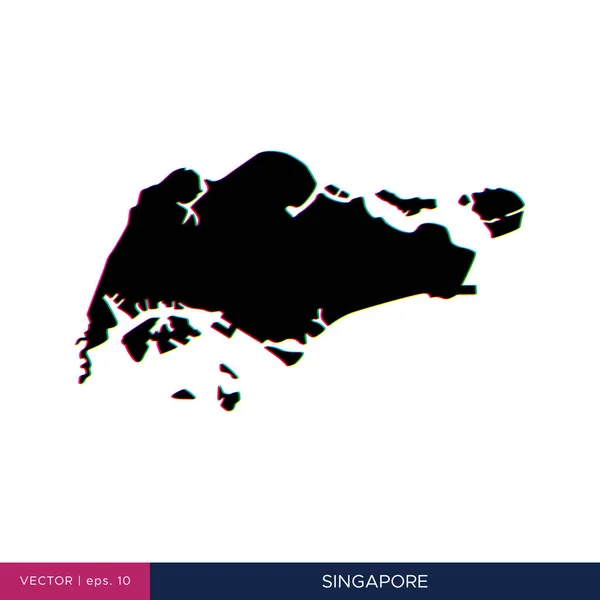 Mapa Singapur Estilo Multicolor Plantilla Diseño Vectores Fronterizos — Vector de stock