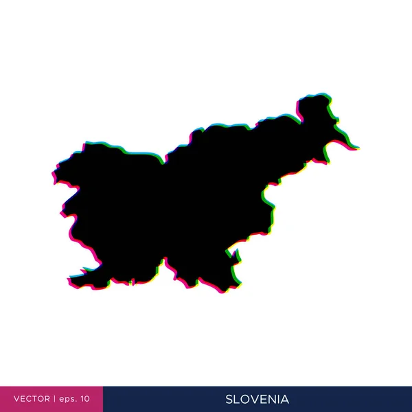 Karte Von Slowenien Mehrfarbigen Stil Auf Der Grenzvektorentwurfsvorlage — Stockvektor