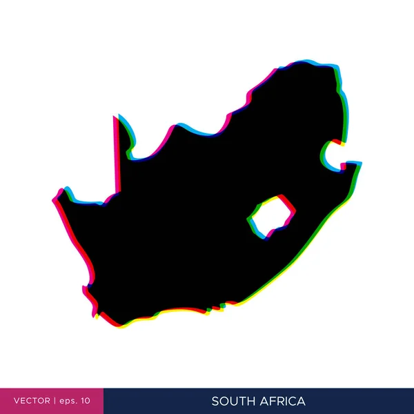 Kaart Van Zuid Afrika Multicolor Stijl Border Vector Ontwerp Template — Stockvector