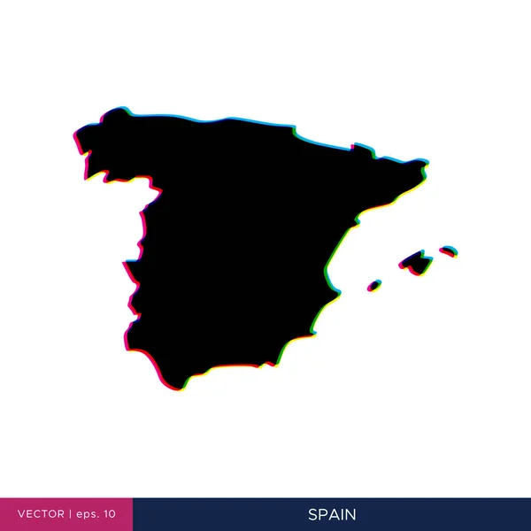 Карта Испании Многоцветном Стиле Пограничном Векторном Дизайне — стоковый вектор