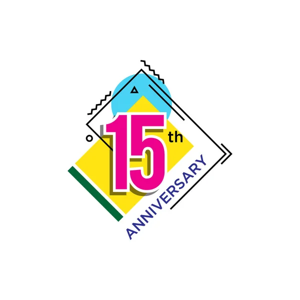 15º Aniversario Celebración Icono Vector Logo Design Template — Archivo Imágenes Vectoriales