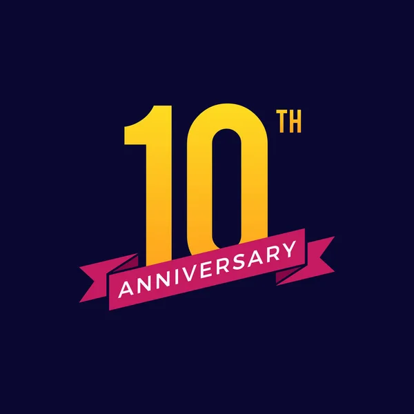10º Aniversario Celebración Icono Vector Logo Design Template — Archivo Imágenes Vectoriales