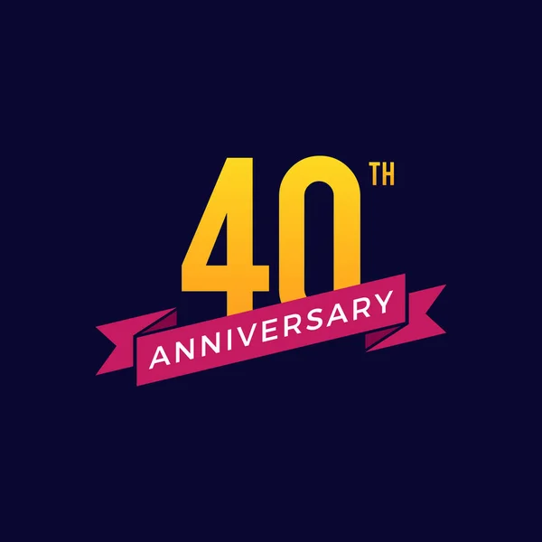 40º Aniversario Celebración Icono Vector Logo Diseño Plantilla — Archivo Imágenes Vectoriales