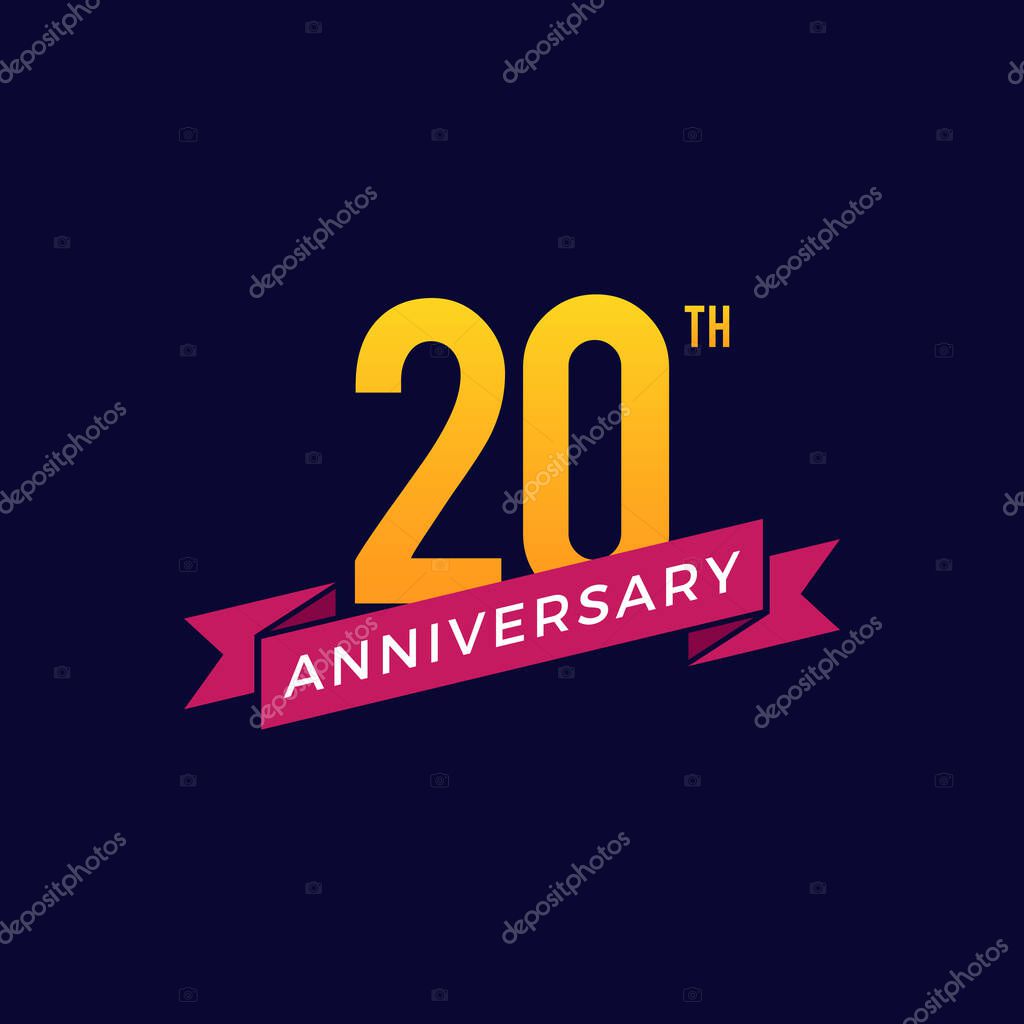 20th Years Anniversary Celebration Icon Vector Logo Design Template