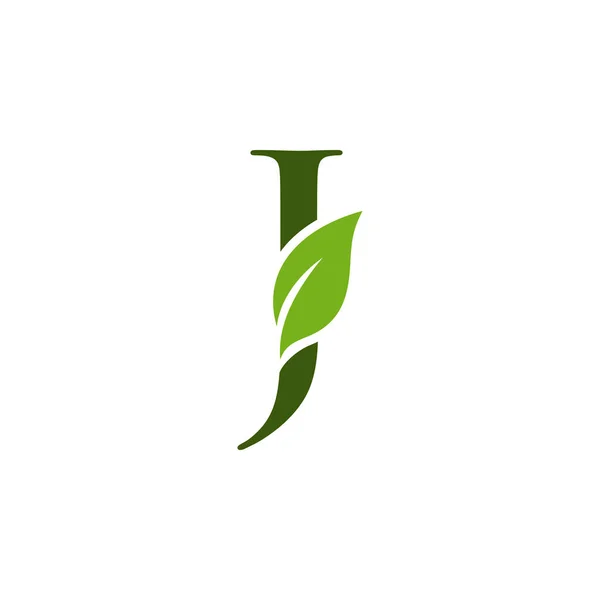 Letter Initial Green Leaf Logo Vector Design Template — Stock Vector