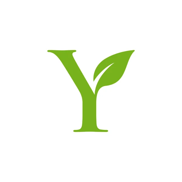 Litera Inicjał Zielonym Wzorem Wektora Logo Liści — Wektor stockowy