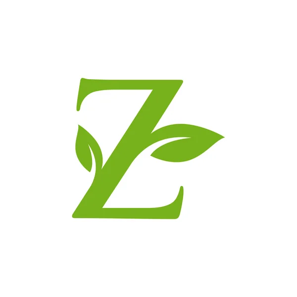 Lettera Iniziale Con Logo Foglia Verde Modello Disegno Vettoriale — Vettoriale Stock