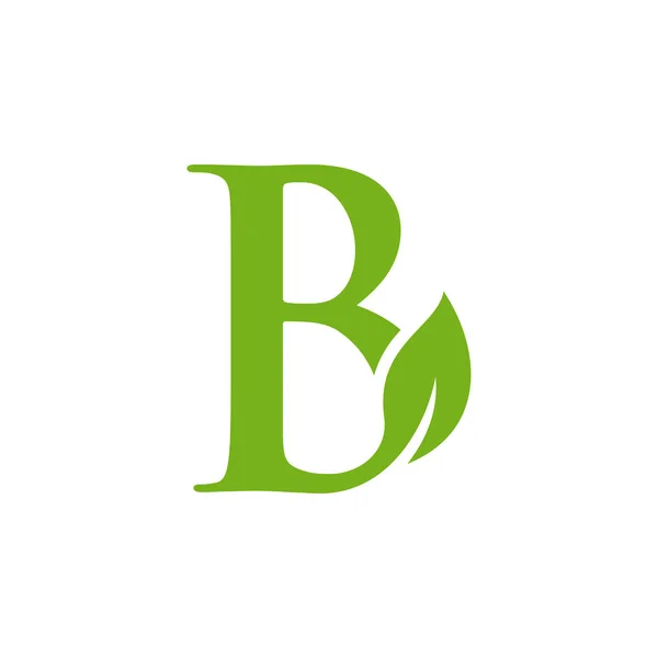 Carta Inicial Con Plantilla Diseño Vectores Logotipo Hoja Verde — Vector de stock