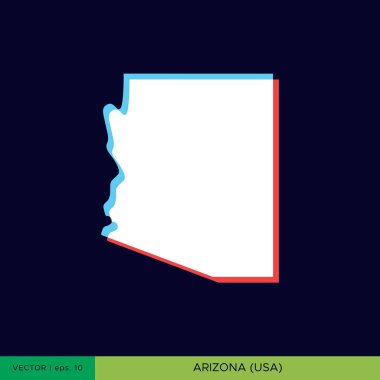 Arizona 'nın mavi arkaplan vektör tasarımı üzerine modern renk haritası