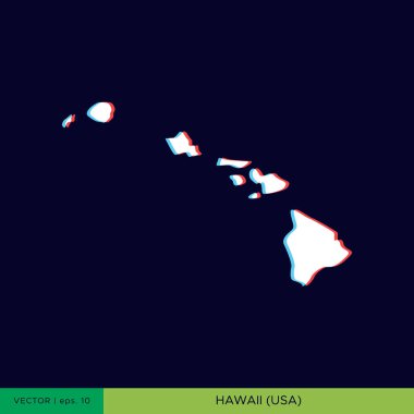 Hawaii 'nin modern renk haritası mavi arkaplan vektör tasarımında