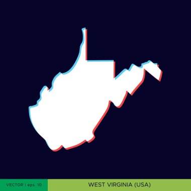 Batı Virginia 'nın modern renk haritası mavi arkaplan vektör tasarımında