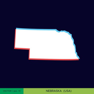 Mavi arkaplan vektör tasarımında Nebraska 'nın modern renk haritası