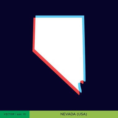 Mavi arkaplan vektör tasarımında Nevada 'nın modern renk haritası