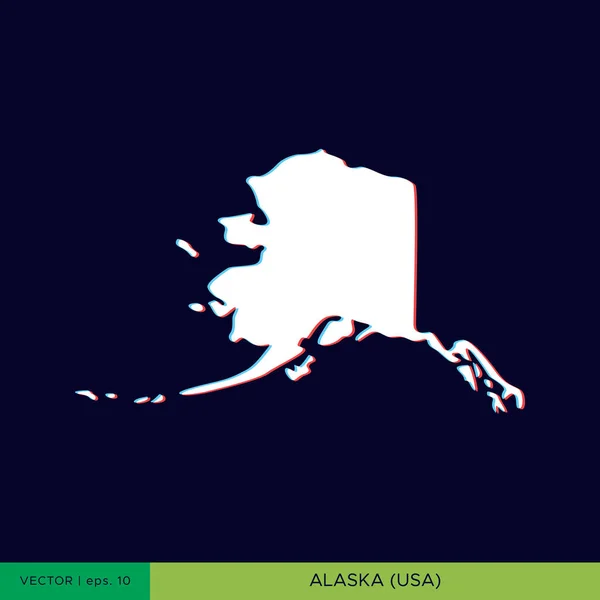 Moderne Farbkarte Von Alaska Auf Blauem Hintergrund Vektor Design — Stockvektor