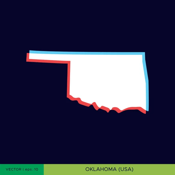 Mavi Arkaplan Vektör Tasarımı Üzerine Oklahoma Nın Modern Renk Haritası — Stok Vektör