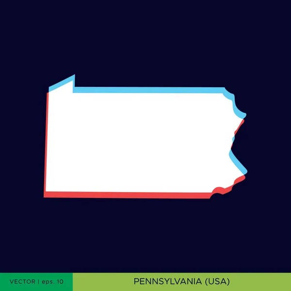 Modern Color Map Pennsylvania Blue Background Vector Design — Stock Vector