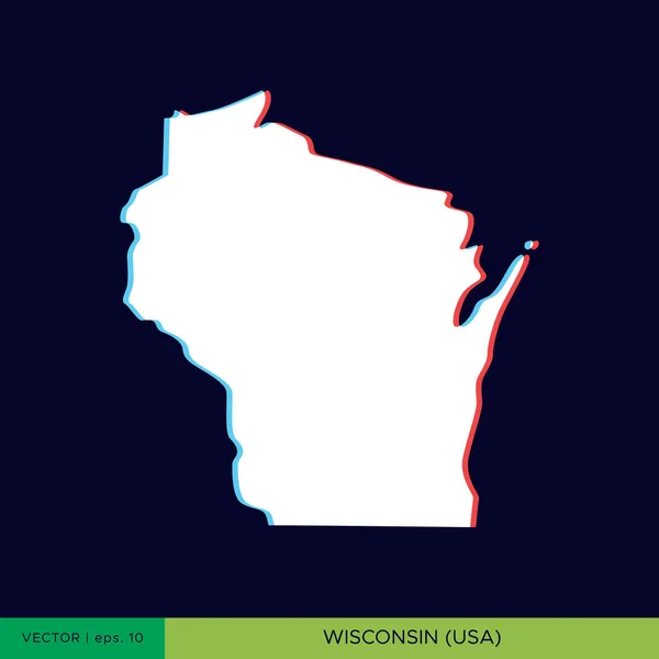 Moderne Farbkarte Von Wisconsin Auf Blauem Hintergrund — Stockvektor