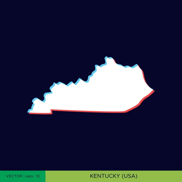 Kentucky Nin Modern Renk Haritası Mavi Arkaplan Vektör Tasarımında — Stok Vektör