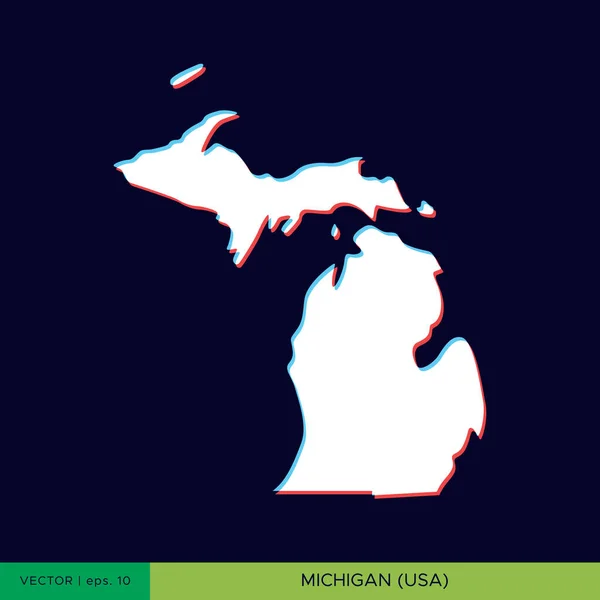 Mapa Color Moderno Michigan Diseño Vectores Fondo Azul — Archivo Imágenes Vectoriales