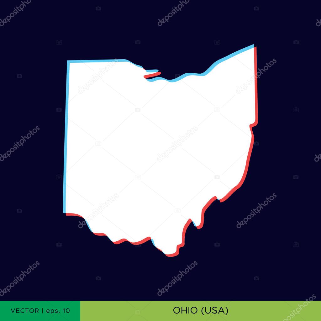 Modern color map of Ohio on blue background vector design