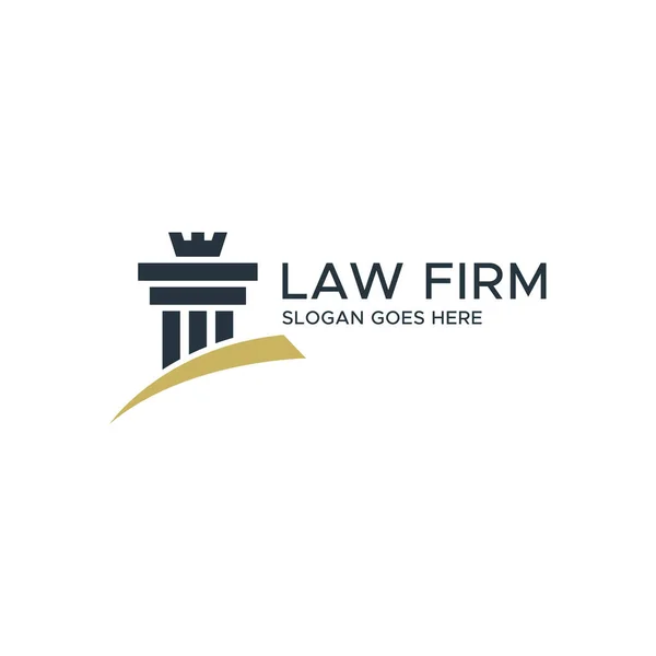 Law Attorney Logo Design Template Säule Und Krone Logo — Stockvektor