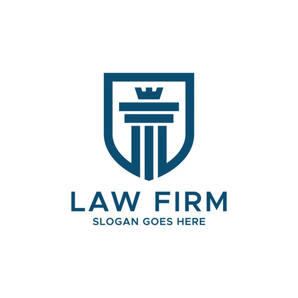 Law Attorney Logo Design Template Säule Und Krone Logo — Stockvektor