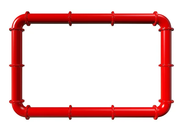 Beyaz Izole Kırmızı Boru Hattı Çerçeve Render — Stok fotoğraf