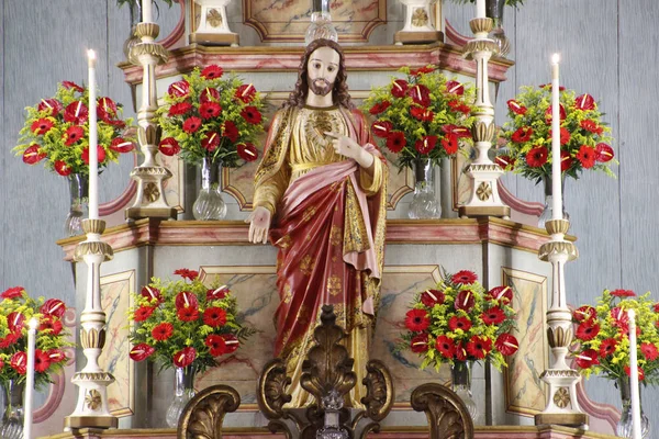 Estatua Que Representa Sagrado Corazón Jesucristo Símbolo Católico —  Fotos de Stock