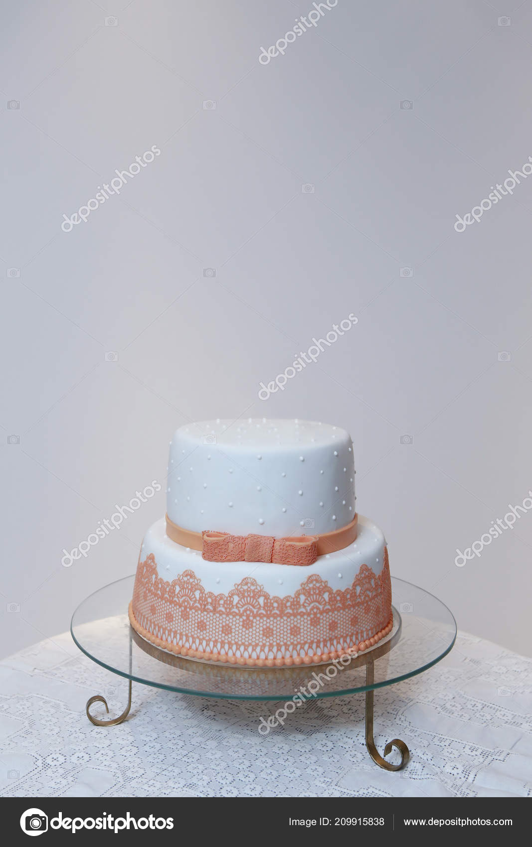Elegant Birthday Cake Lace Orange Color Detail Delicious White Party