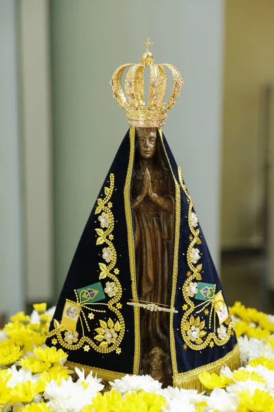 Staty Bilden Vår Fru Aparecida Guds Moder Den Katolska Religionen — Stockfoto