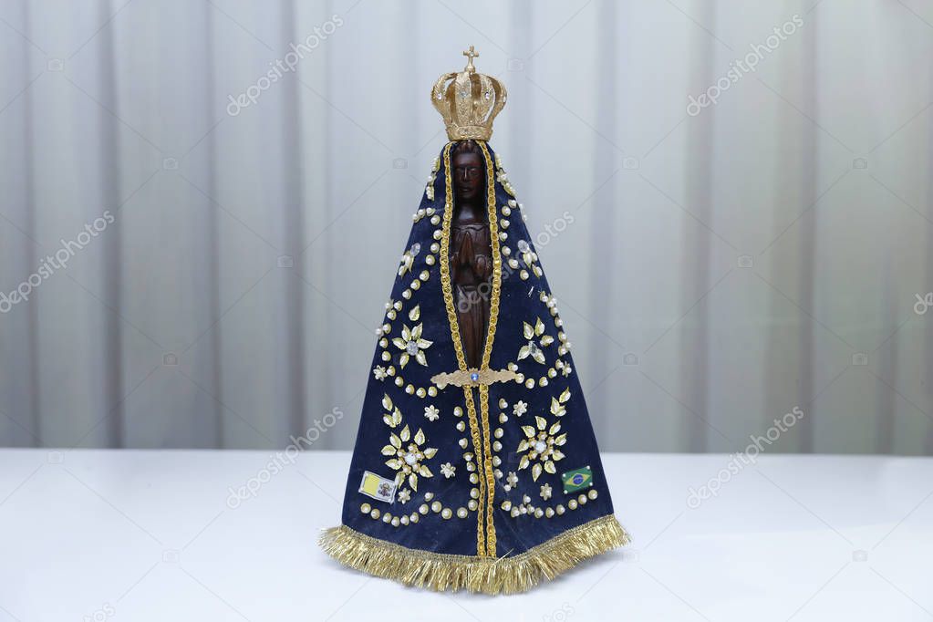 Statue of the image of Our Lady of Aparecida, mother of God in the Catholic religion, patroness of Brazil