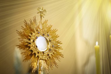 Ostensorial adoration in the catholic church - Corpus Christi clipart