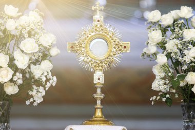 Ostensorial adoration in the catholic church clipart